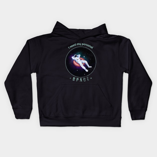 Personal Space Astronaut (Distressed) Kids Hoodie by Blerdy Laundry